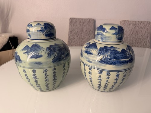 Chinesische deckelvasen blau - chinesische,
